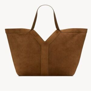 Saint Laurent Y Tote–Style | Vegan Brown Suede & Faux Leather Tote Bag